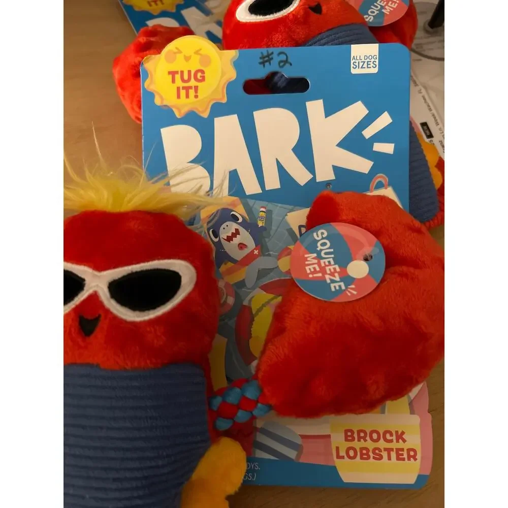#2 New bark lobster dog paddle pool party toy pull through T-shirt rope squeaker